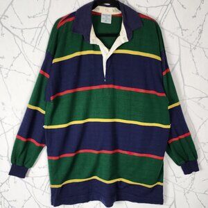 Woolaby 100% Australian Merino Wool Colorblock Stripe Polo Long Sleeve